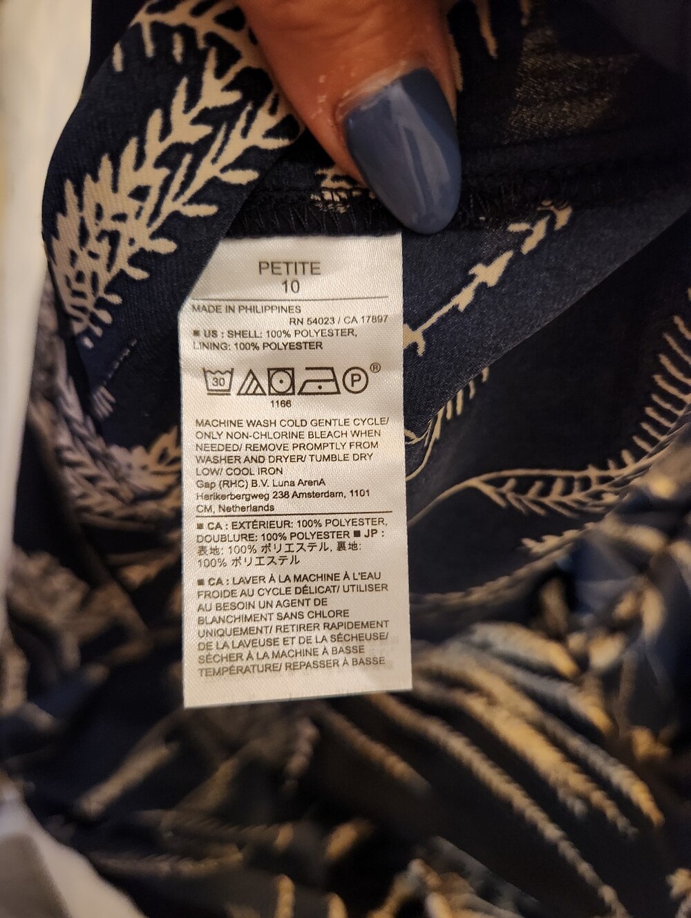 Banana Republic Maxi Petite Navy Floral Print Dress - Blue and Cream - Picture 3 of 12